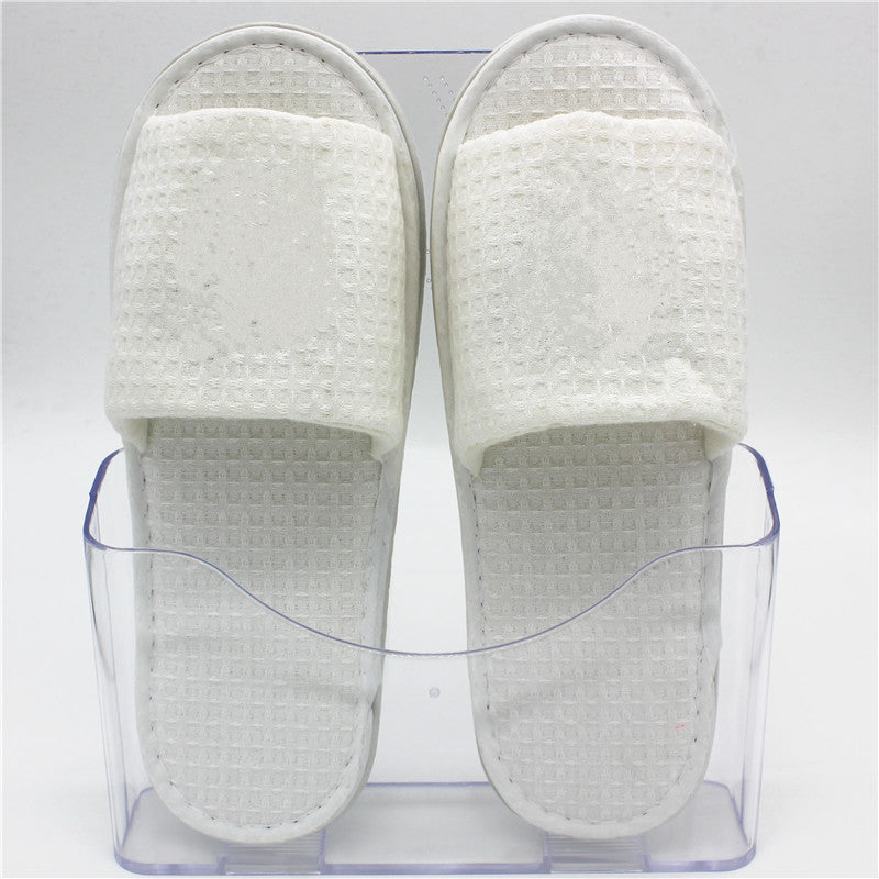 Waffle Pattern Open-Toe Hotel Slipper