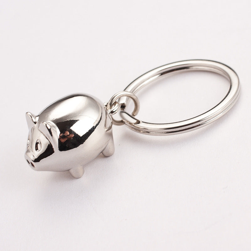 Silver Piggy Keychain