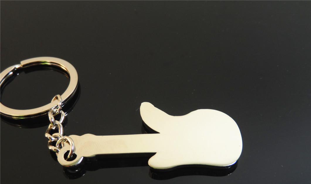 Metal Guitar Key Chain w/Rhinestone
