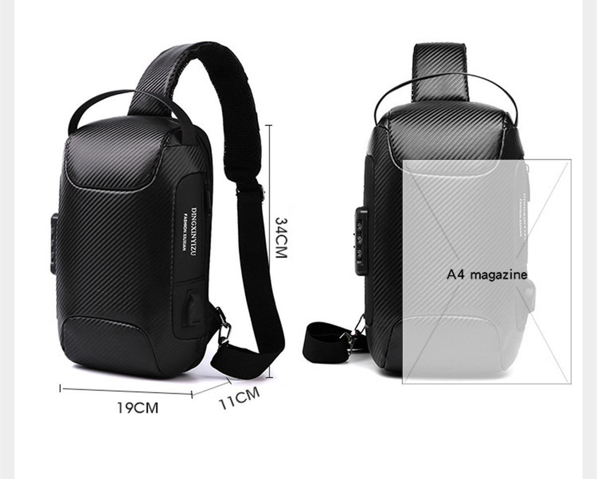 Anti-Theft Chest Bag Sling Backpack W/ Password Lock