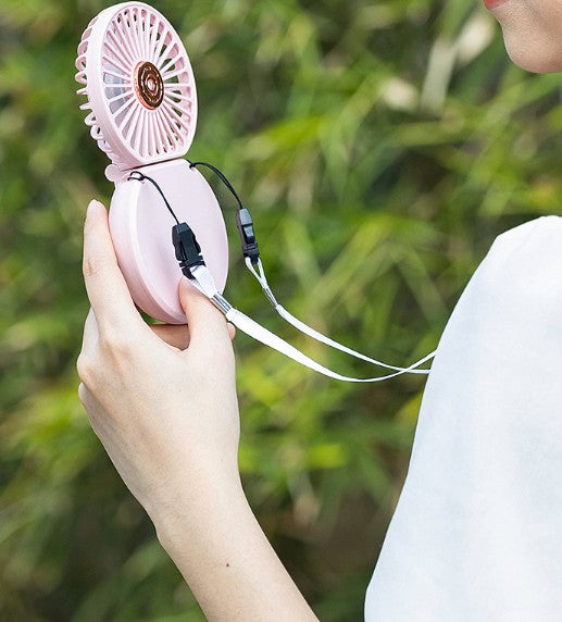 3 Levels Speed Folding Handheld Fan Rechargeable Mini Fan Phone Holder With Lanyard