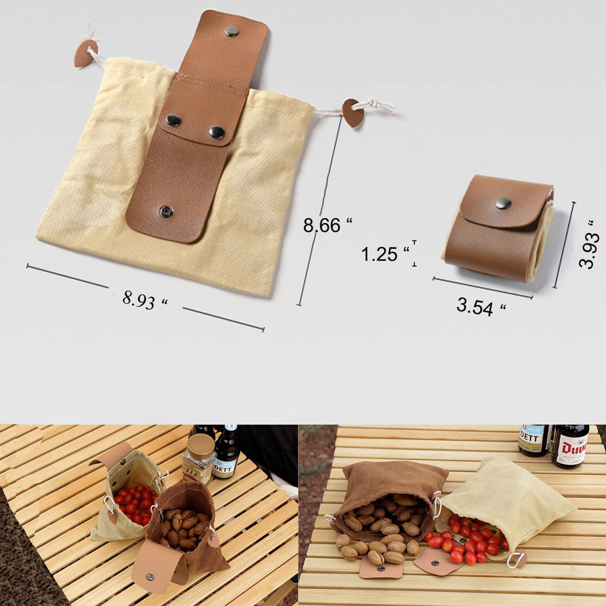 Waxed Canvas Mushroom Foraging Bag Collapsible Outdoor Camping Foraging Pouch Camping Hiking Bag