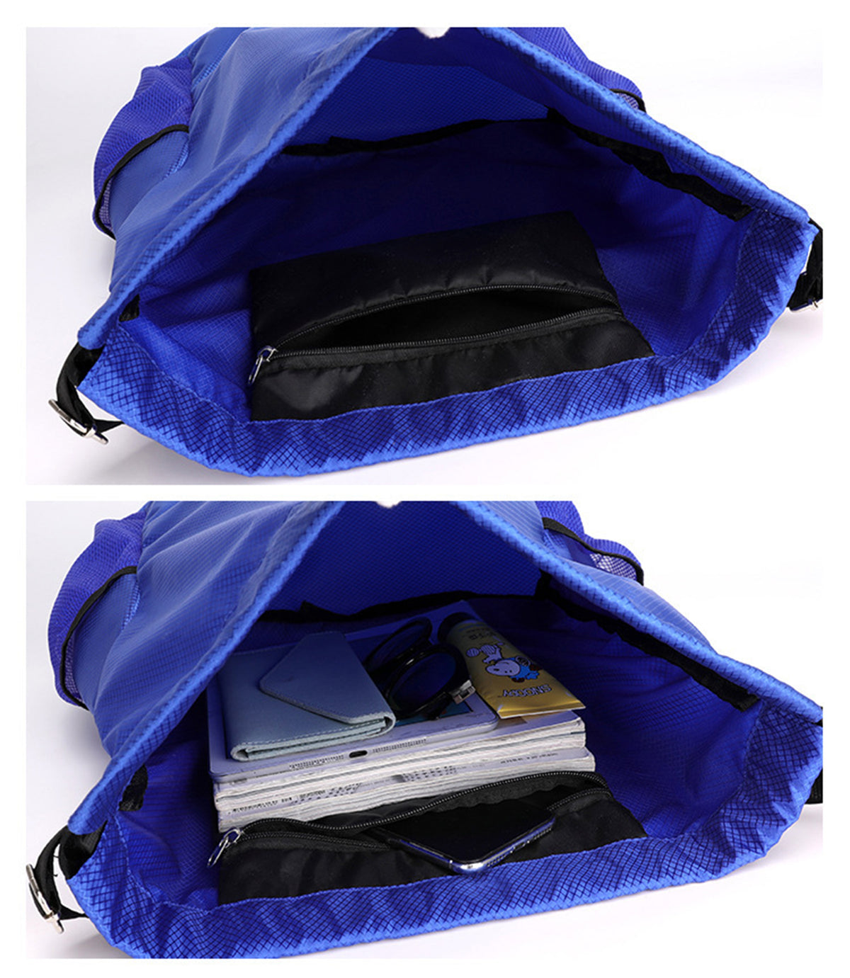 17 x 12" Light Weight Large Capacity Drawstring Sports Backpack W/Mesh Side Pockets
