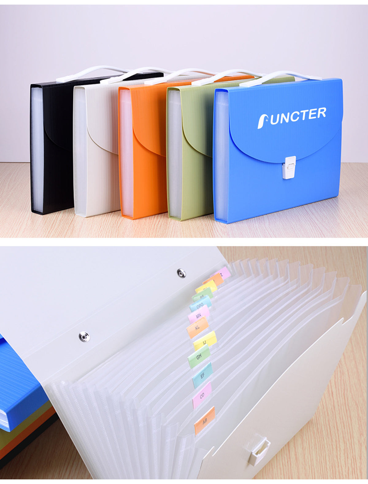 Portable 13 Pockets Expanding File Folder Accordion Document Organizer Letter A4 Paper Size Storage