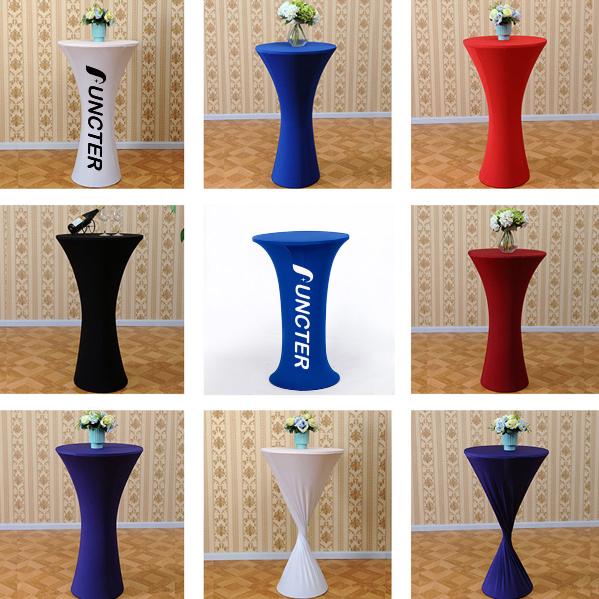 23 x 43" Spandex Cocktail Table Cover, Custom Printed Table Cover With Round Plate
