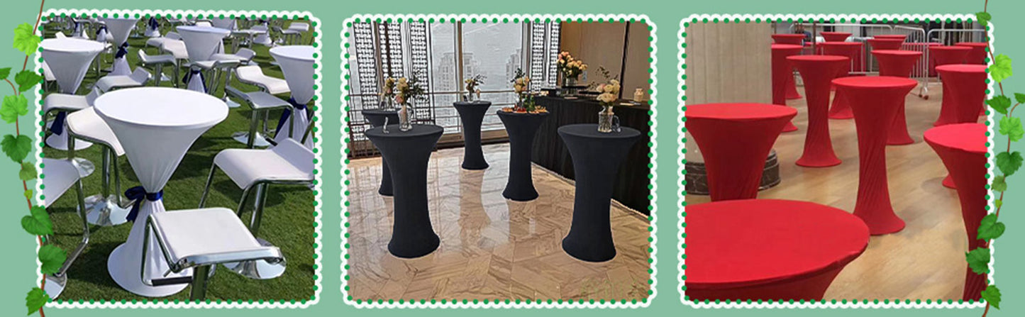 23 x 43" Spandex Cocktail Table Cover, Custom Printed Table Cover With Round Plate