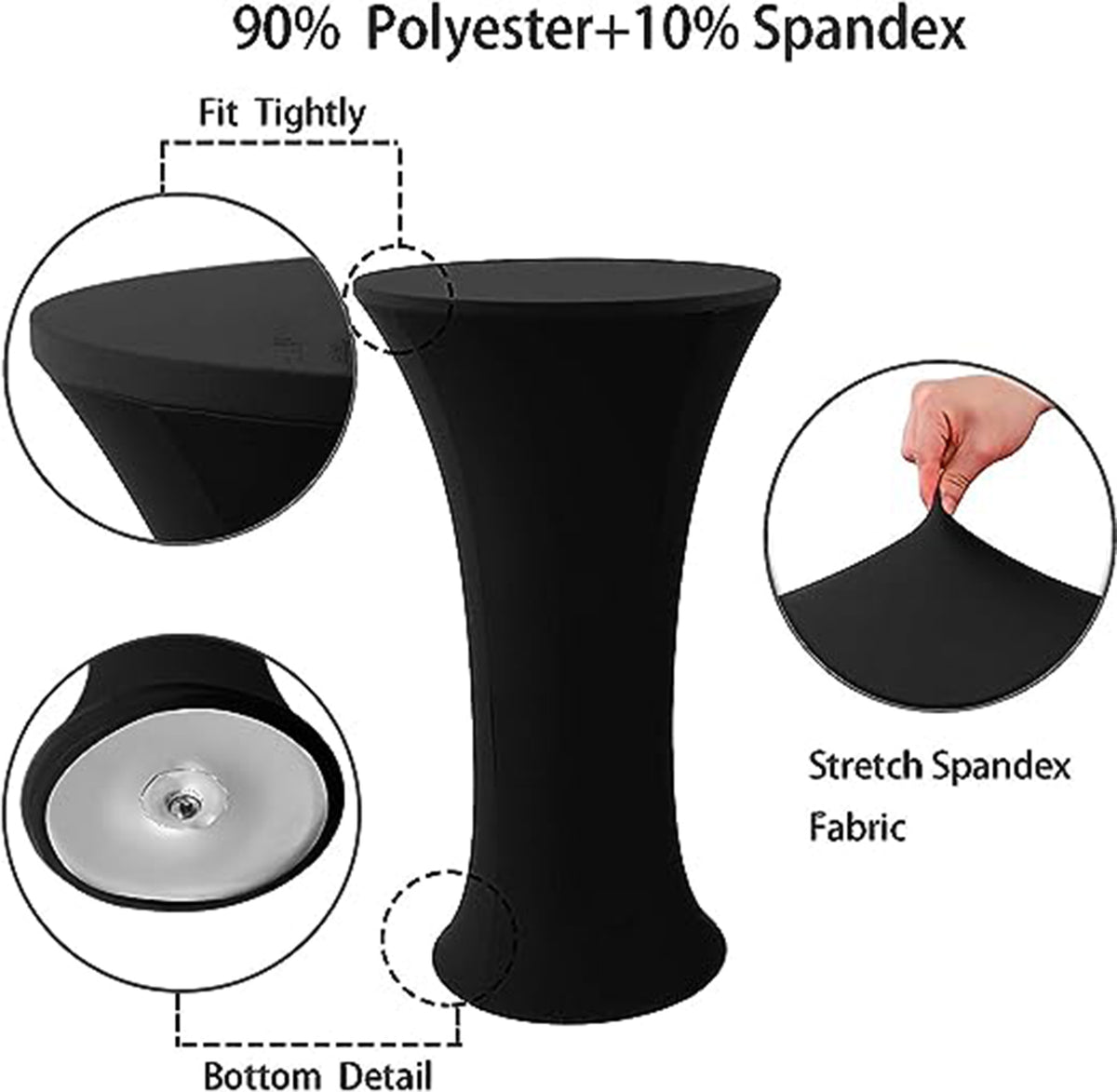 35 x 43" Spandex Cocktail Table Cover, Custom Printed Table Cover With Round Base