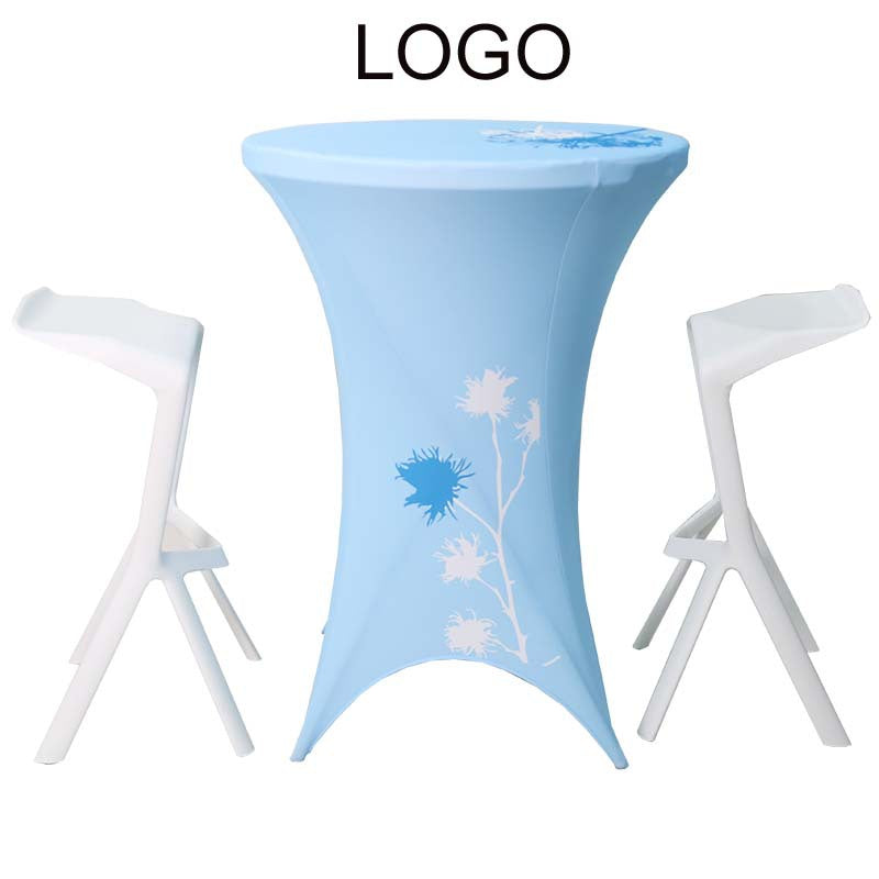 30 x 43" Spandex Cocktail Table Cover, Custom Printed Table Cover With Leg Bottom
