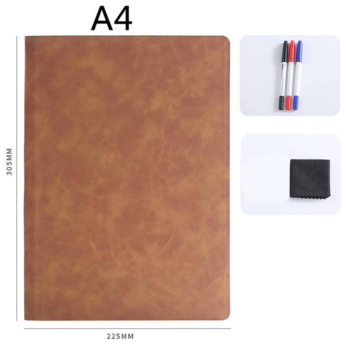 A4 Whiteboard Notebook, Portable Dry Erase White Board, Erasable Reusable with 3 Color Markers