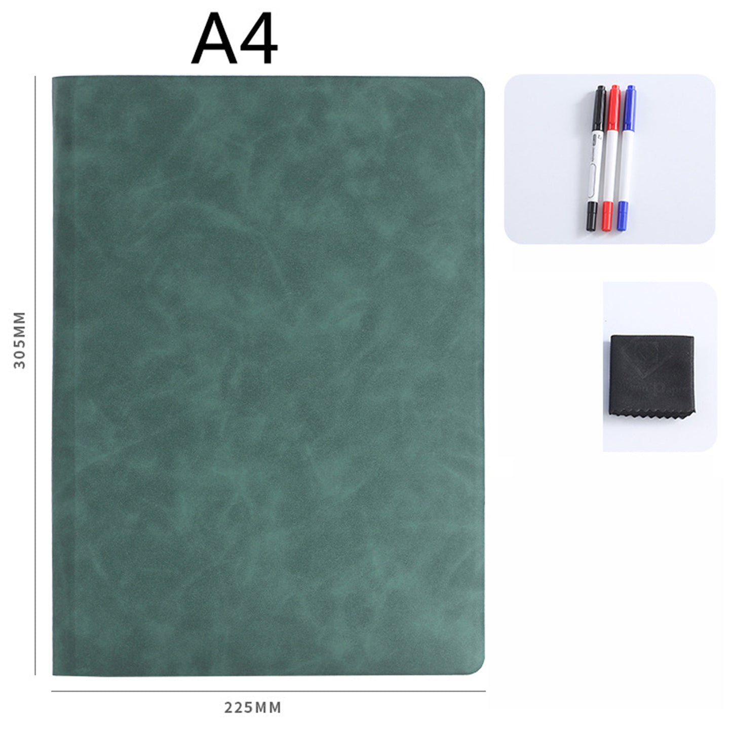 A4 Whiteboard Notebook, Portable Dry Erase White Board, Erasable Reusable with 3 Color Markers