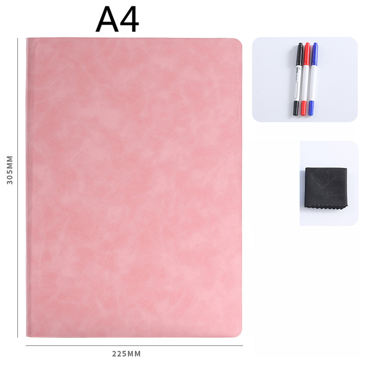 A4 Whiteboard Notebook, Portable Dry Erase White Board, Erasable Reusable with 3 Color Markers