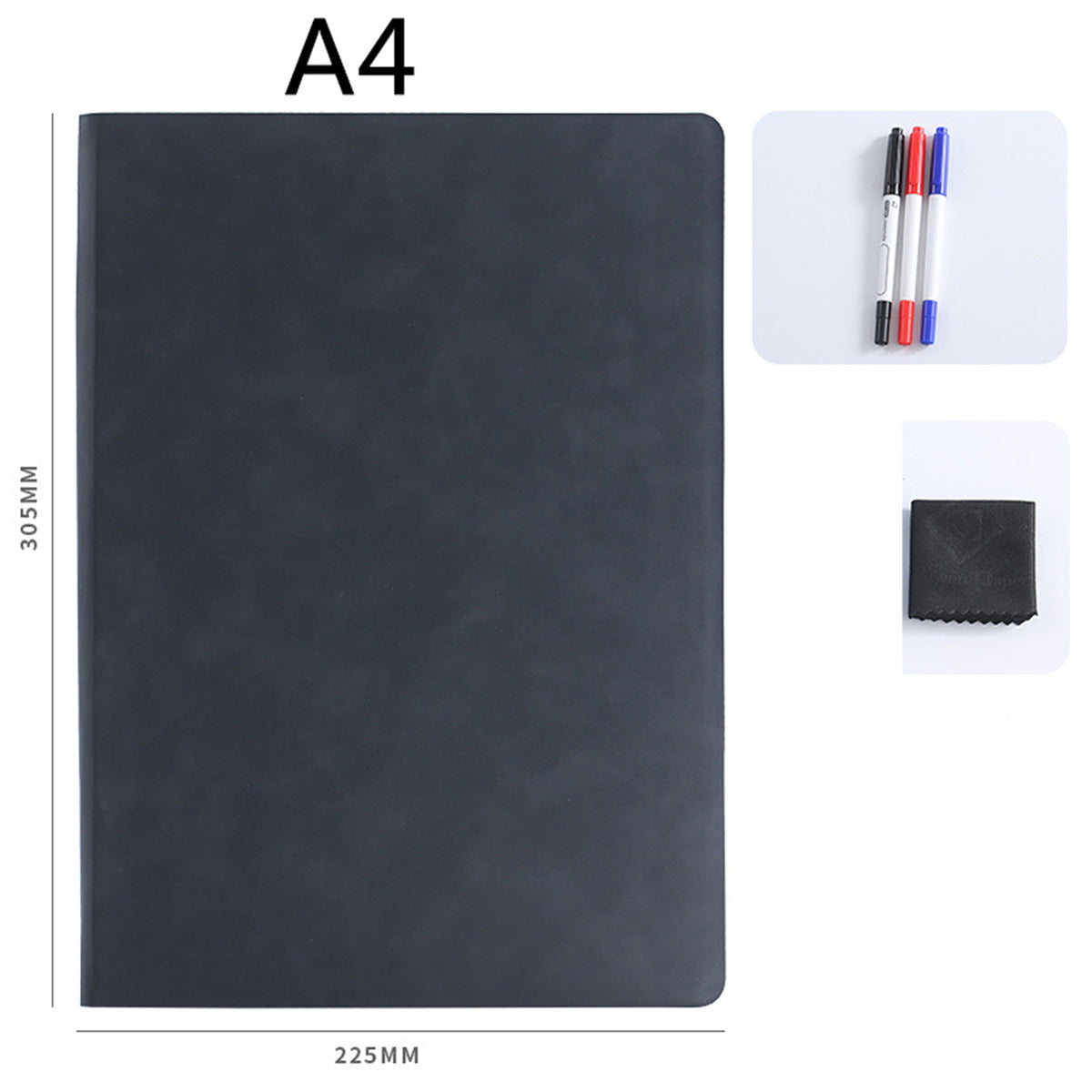A4 Whiteboard Notebook, Portable Dry Erase White Board, Erasable Reusable with 3 Color Markers