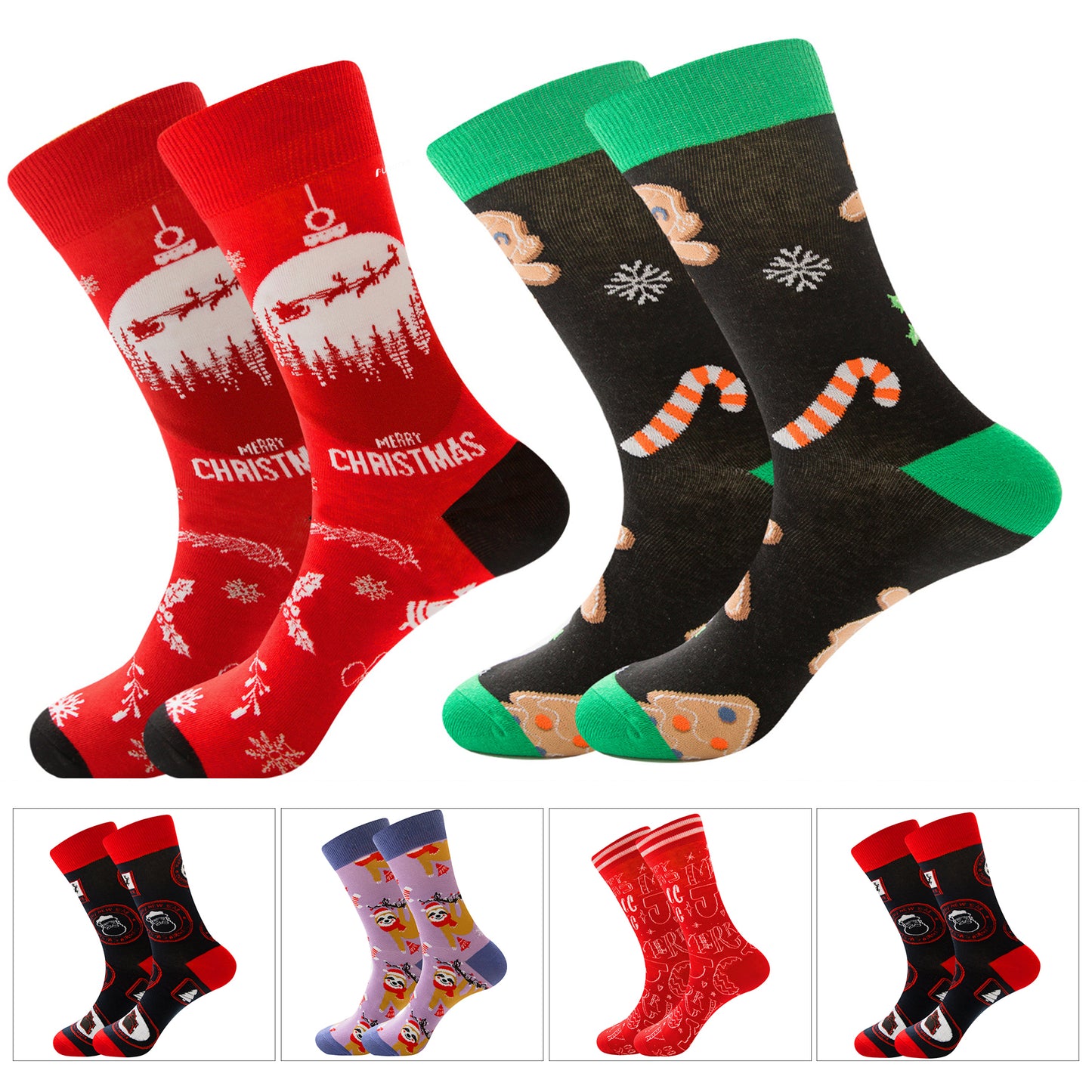 Full Printing Knit Cotton Crew Business Socks & Dress Socks