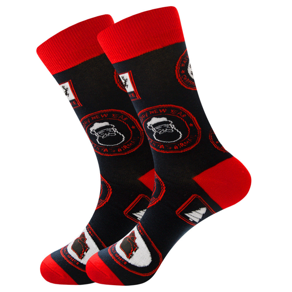 Full Printing Knit Cotton Crew Business Socks & Dress Socks