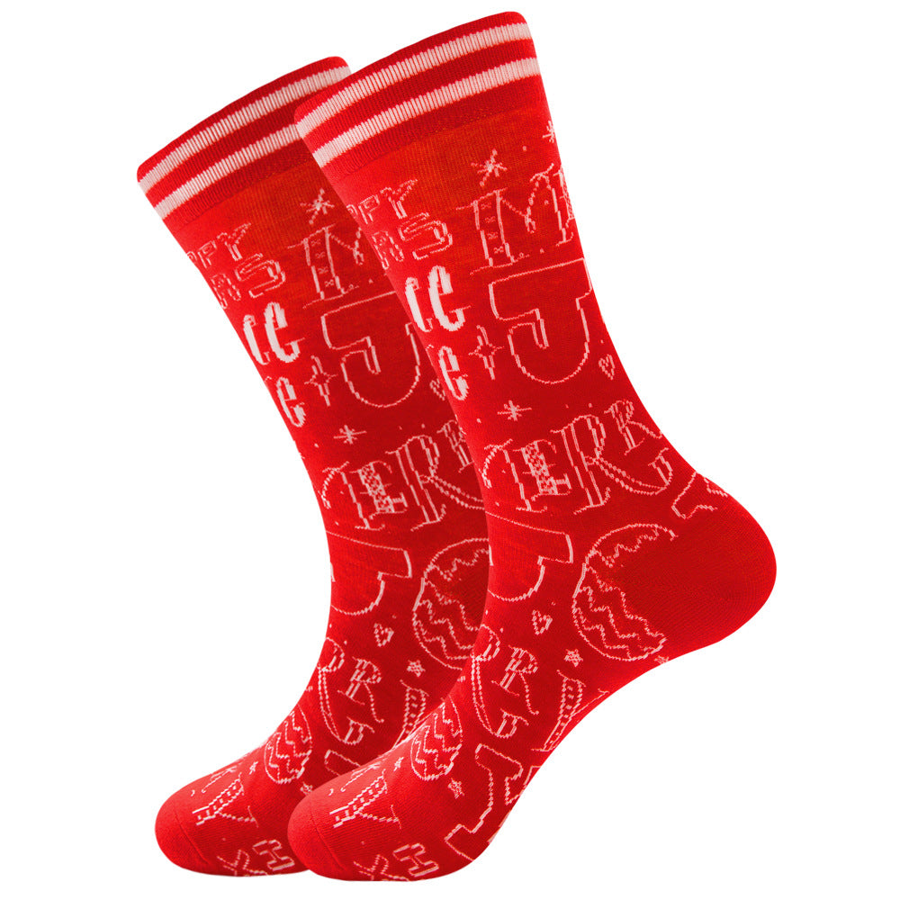 Full Printing Knit Cotton Crew Business Socks & Dress Socks