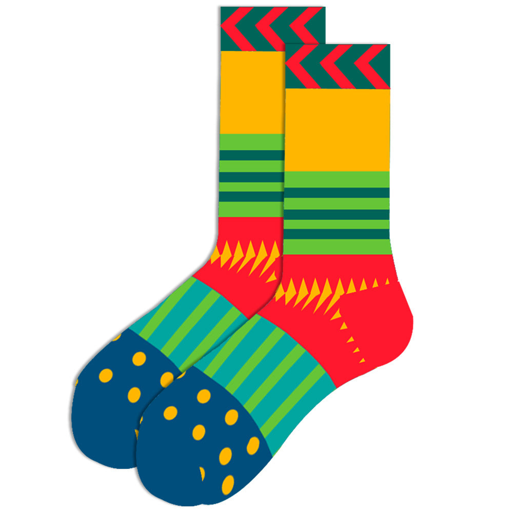 Full Printing Knit Cotton Crew Business Socks & Dress Socks