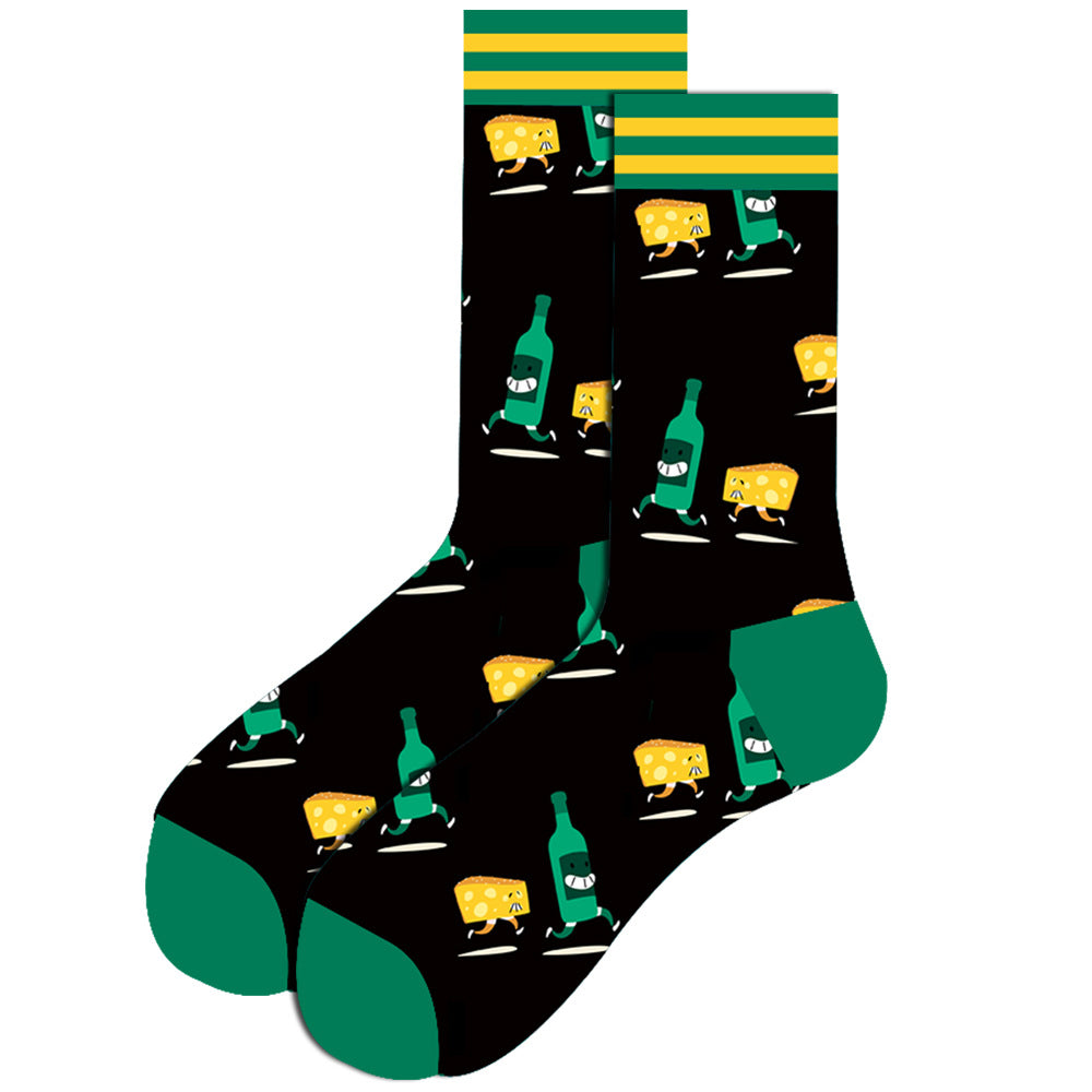 Full Printing Knit Cotton Crew Business Socks & Dress Socks