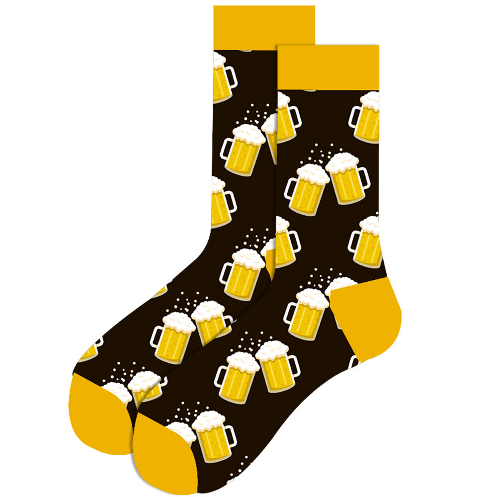 Full Printing Knit Cotton Crew Business Socks & Dress Socks