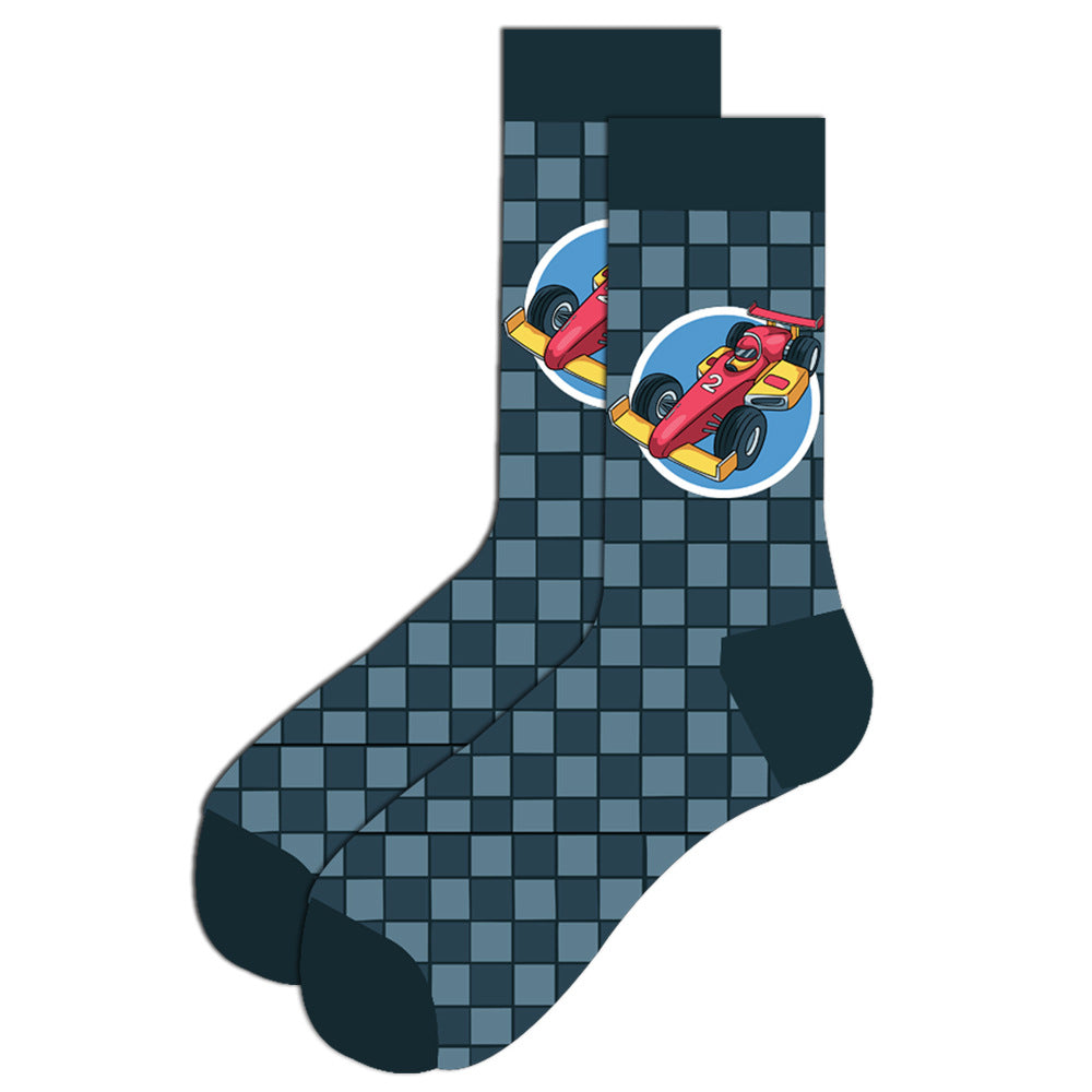 Full Printing Knit Cotton Crew Business Socks & Dress Socks