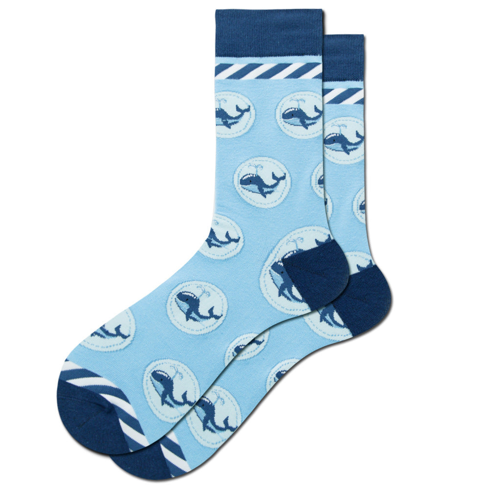 Full Printing Knit Cotton Crew Business Socks & Dress Socks