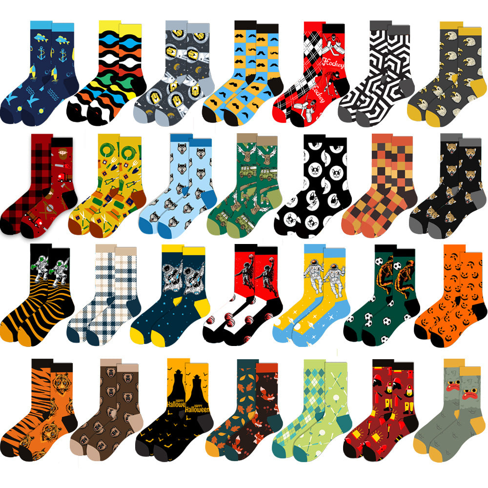 Full Printing Knit Cotton Crew Business & Dress Socks