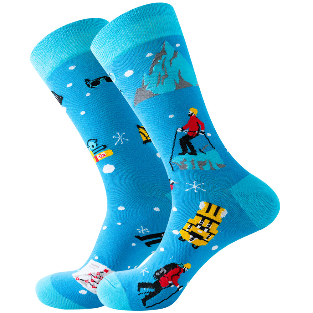 Full Printing Knit Cotton Crew Business & Dress Socks