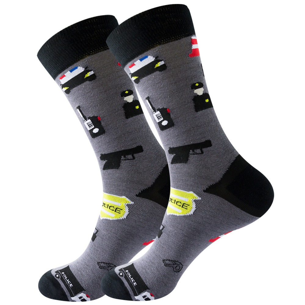 Full Printing Knit Cotton Crew Business & Dress Socks