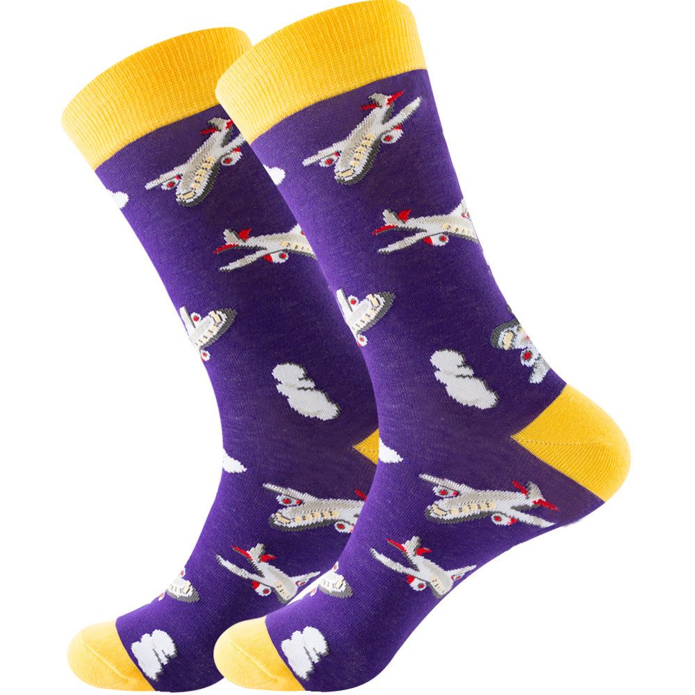 Full Printing Knit Cotton Crew Business & Dress Socks