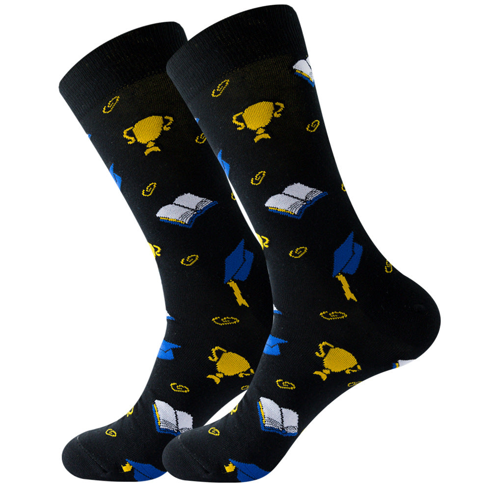 Full Printing Knit Cotton Crew Business & Dress Socks