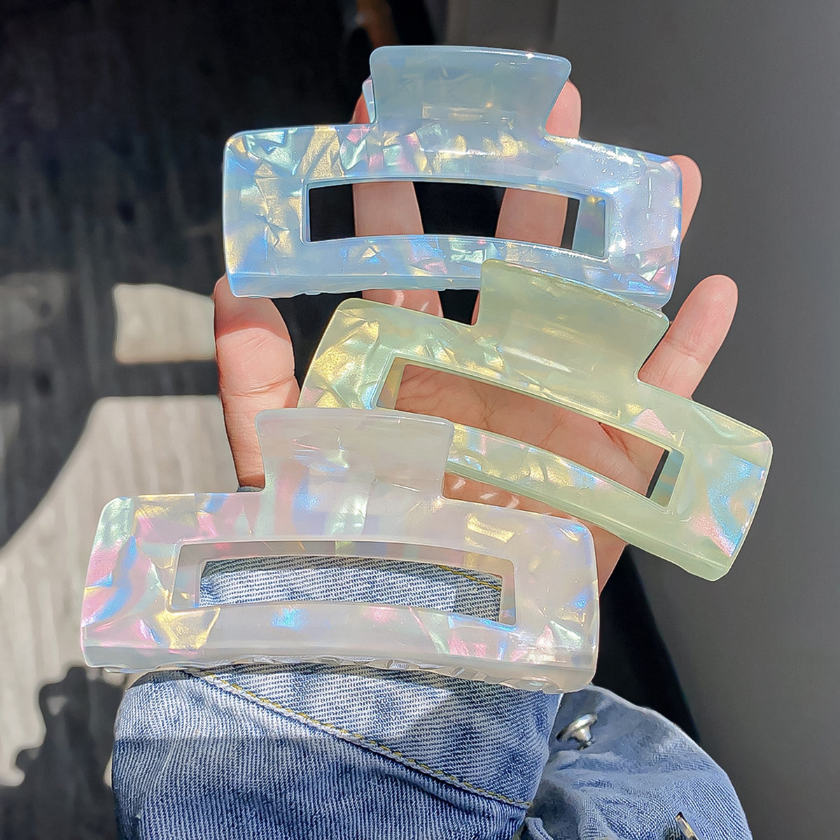 Colorful Large Neutral Rectangle Hair Clips