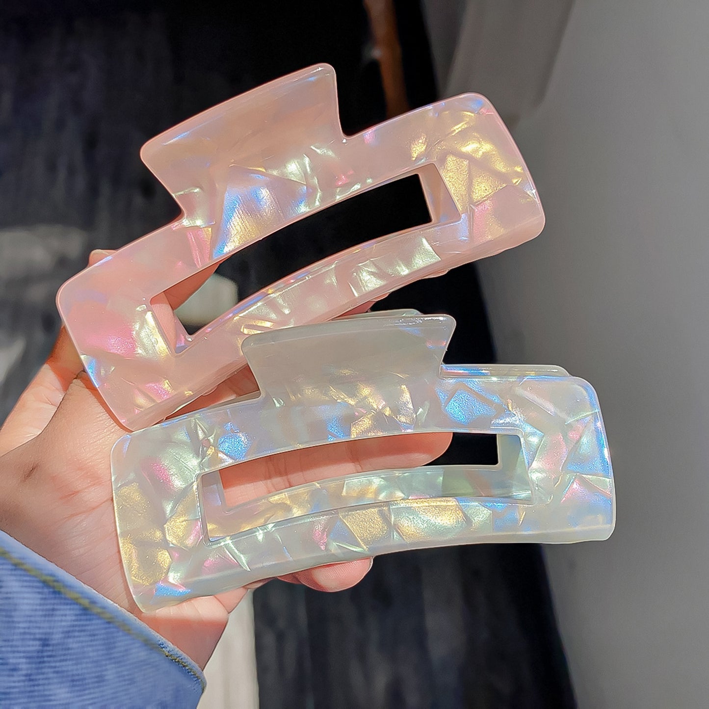 Colorful Large Neutral Rectangle Hair Clips