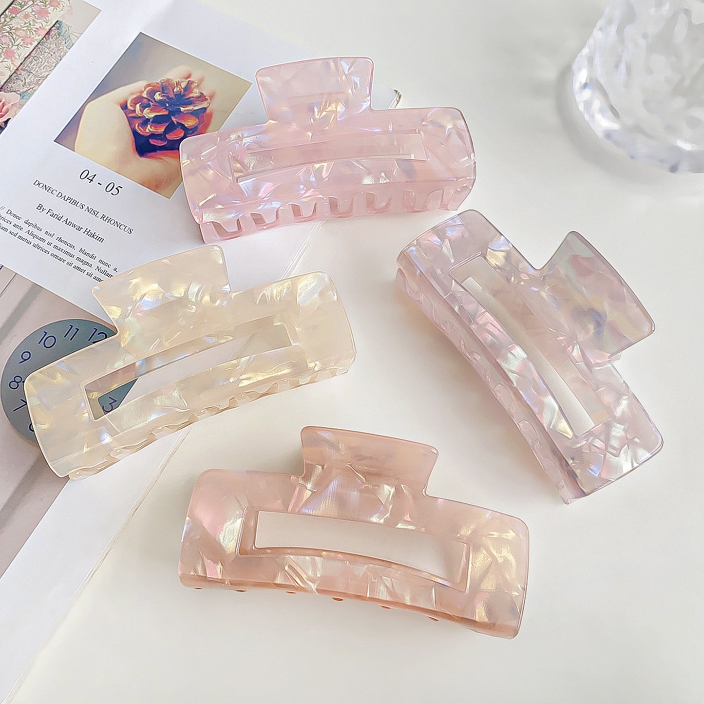 Colorful Large Neutral Rectangle Hair Clips