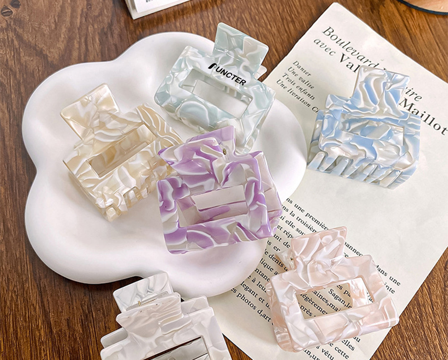 2" Rectangle Hair Clips Colorful Hair Claw High Classic Hair Clip for women Girls