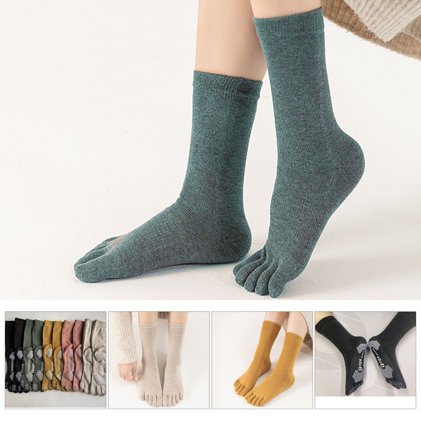 Yoga Socks for Women & Men Full Toe Non Slip Sticky Grip Accessories for Yoga, Barre, Pilates