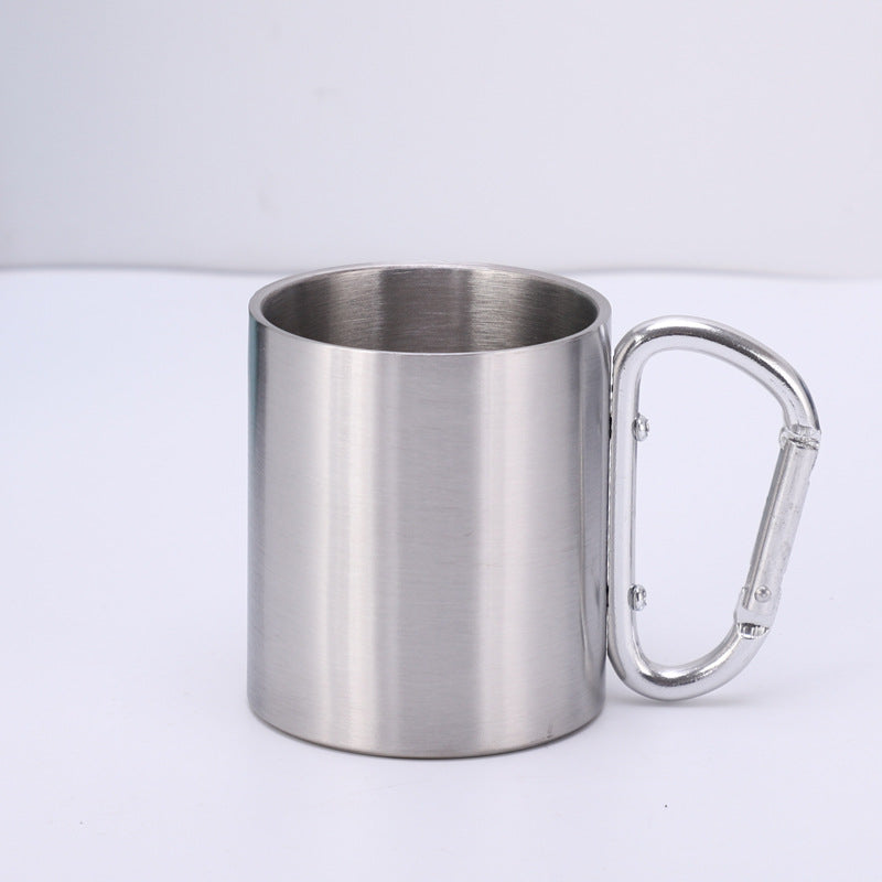 Double Wall 7.5 OZ Stainless Steel Cup Travel Mug w/Carabiner Handle