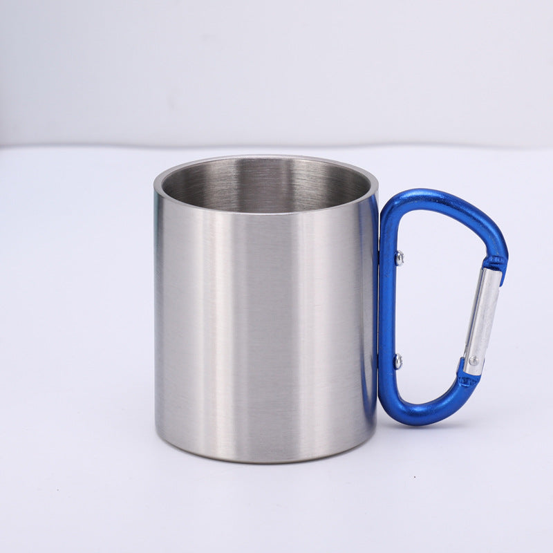 Double Wall 7.5 OZ Stainless Steel Cup Travel Mug w/Carabiner Handle