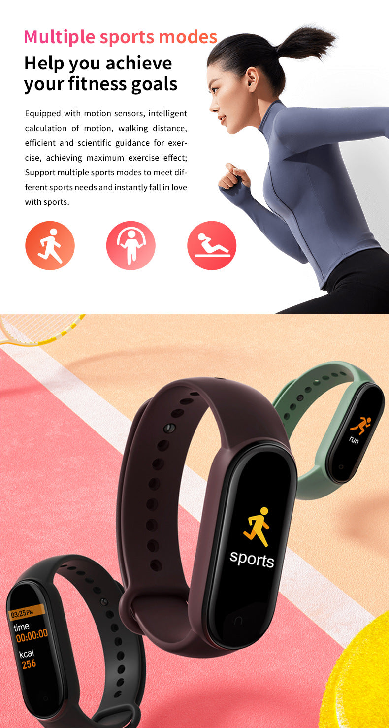 USB Charger Intelligent Wristband Heart Rate Blood Pressure Health Monitoring Smart Bracelet