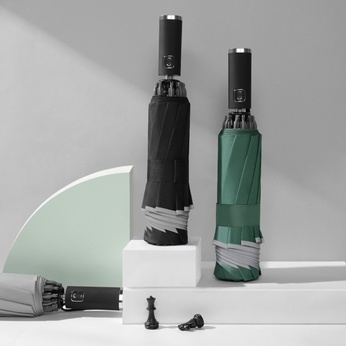 Customized Umbrellas, Reflective Safety Strip, Automatic Open, Reverse Folding Umbrella