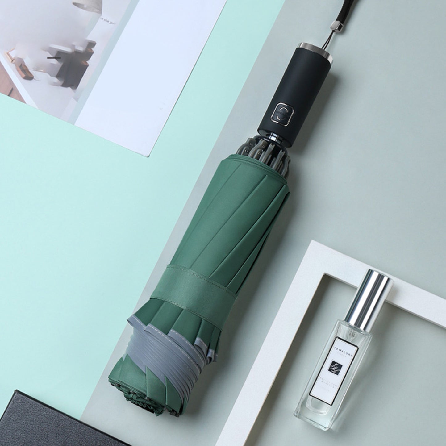 Customized Umbrellas, Reflective Safety Strip, Automatic Open, Reverse Folding Umbrella