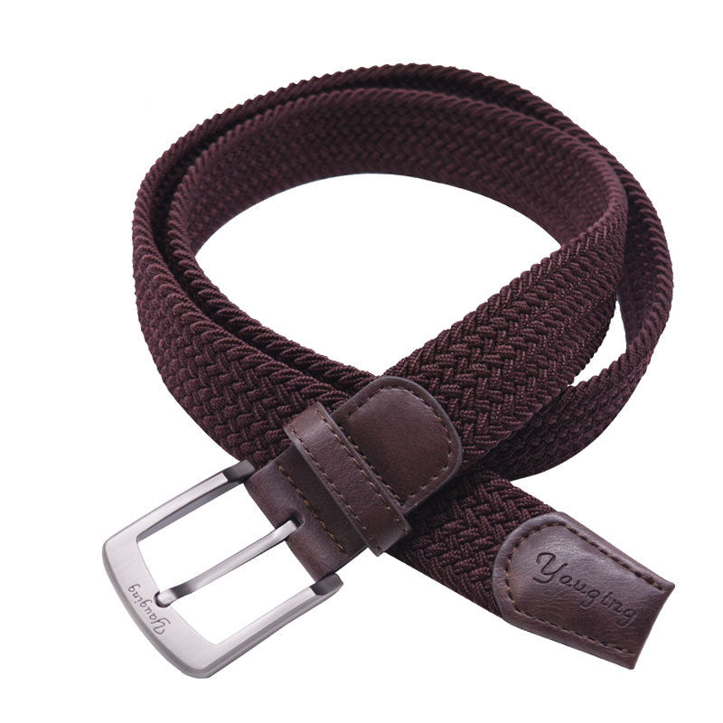 Genuine Leather Head Elastic Non Perforated Woven Elastic Belt Jeans Elastic Belt Woven Belt