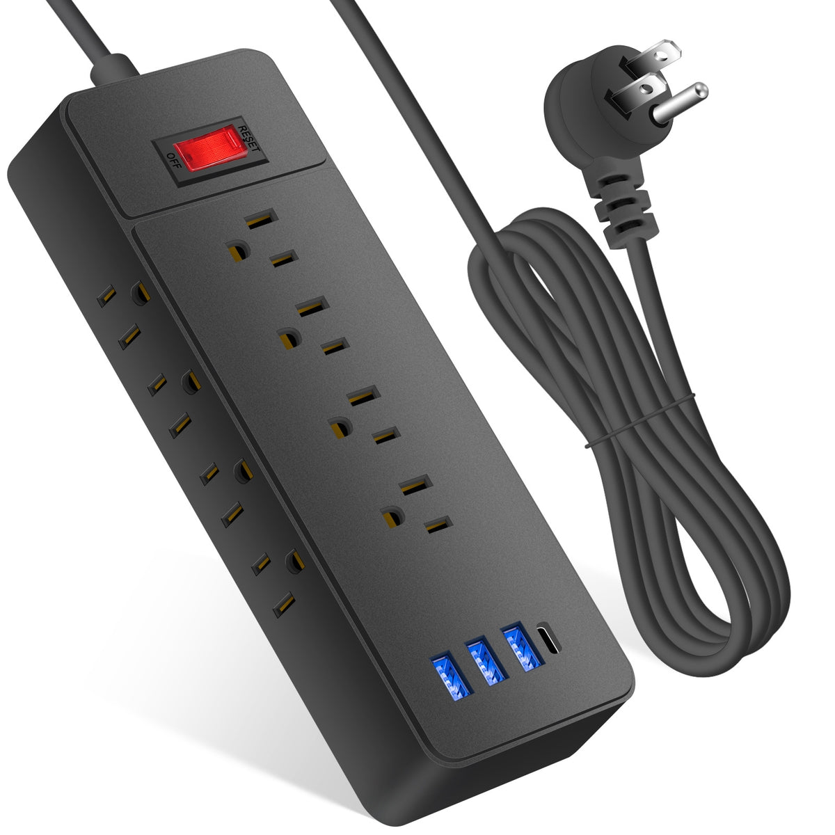 12 Outlets Surge Protector Power Strip w/ 3 USB Charging Ports