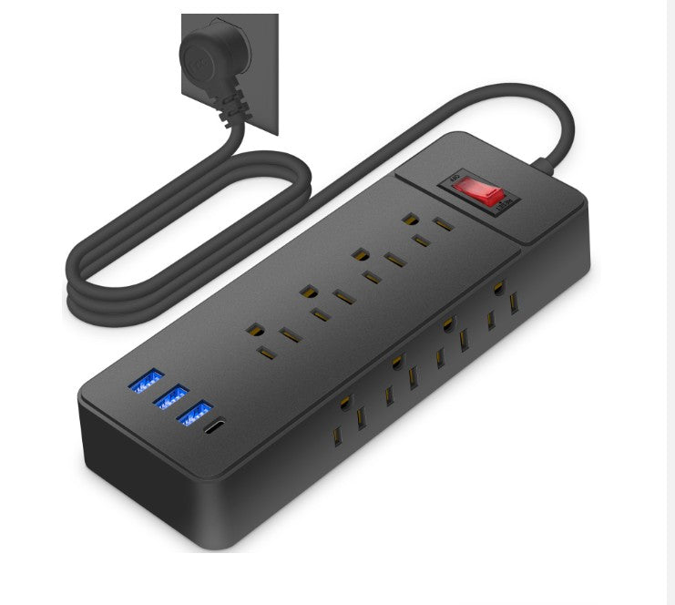 12 Outlets Surge Protector Power Strip w/ 3 USB Charging Ports