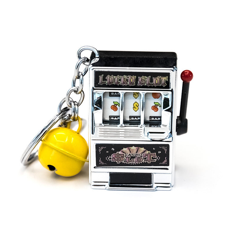 Emulation Fruit Machine Keyring Creative Mini Rotating Machine Key Chain Slot Machine Key Chain