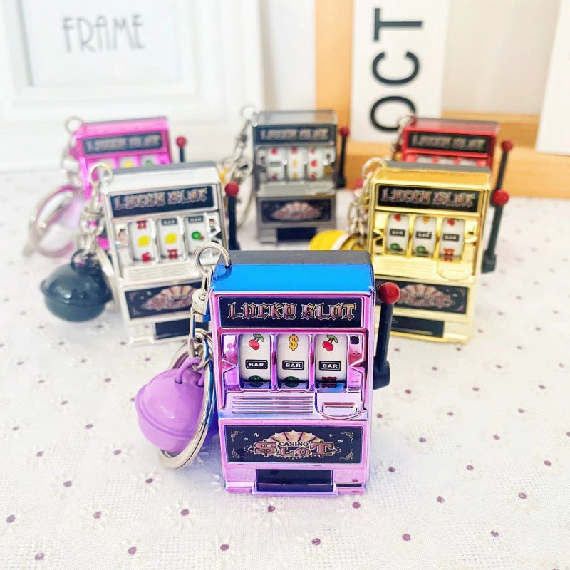 Emulation Fruit Machine Keyring Creative Mini Rotating Machine Key Chain Slot Machine Key Chain