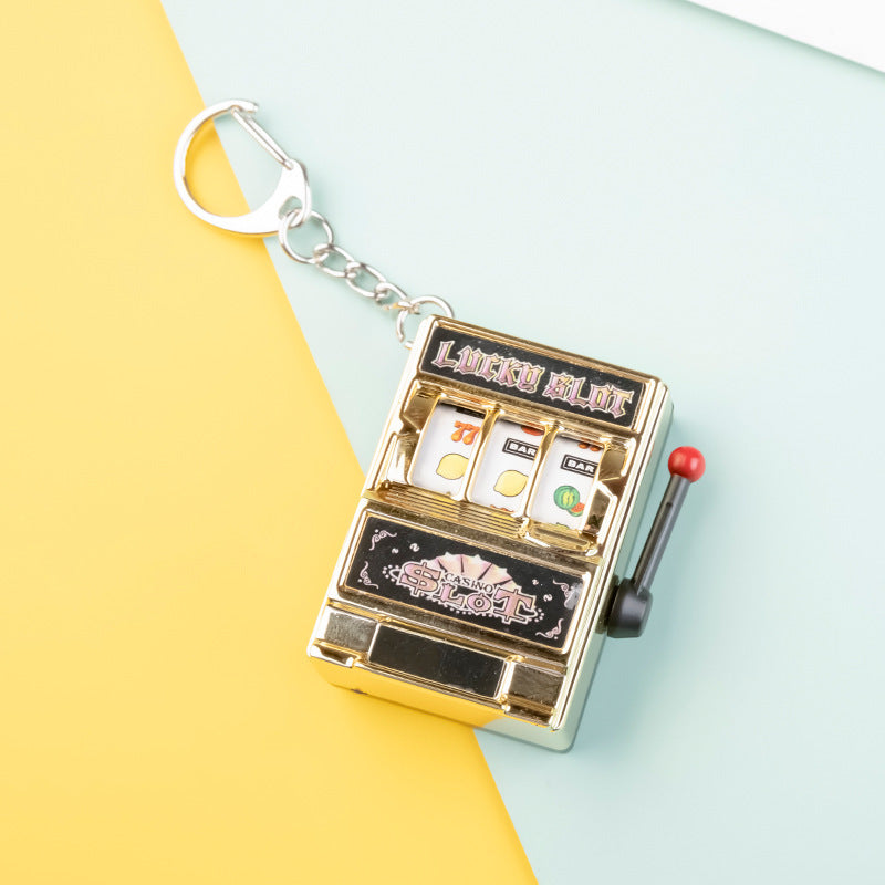 Emulation Fruit Machine Keyring Creative Mini Rotating Machine Key Chain Slot Machine Key Chain