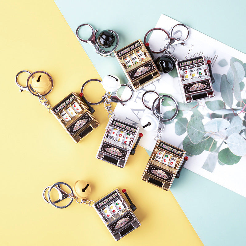 Emulation Fruit Machine Keyring Creative Mini Rotating Machine Key Chain Slot Machine Key Chain