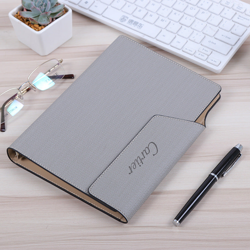 PU Leather Binder/A5 Loose-leaf Notebook w/A Pen Holder & Card Holder