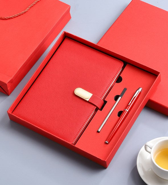 A5 PU Leather Rings Binder Notebook Gift Set Executive Journal Business Gift Box with Pen