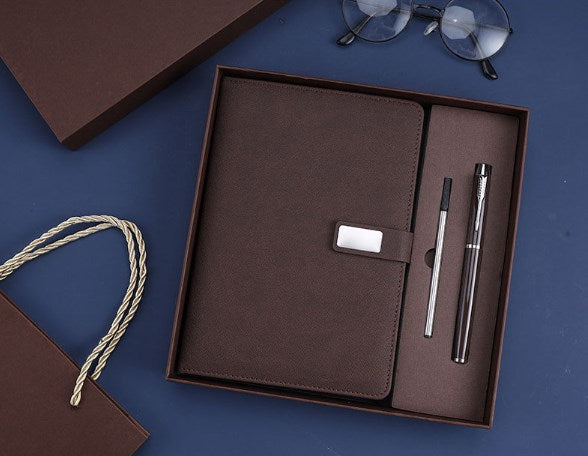 A5 PU Leather Rings Binder Notebook Gift Set Executive Journal Business Gift Box with Pen