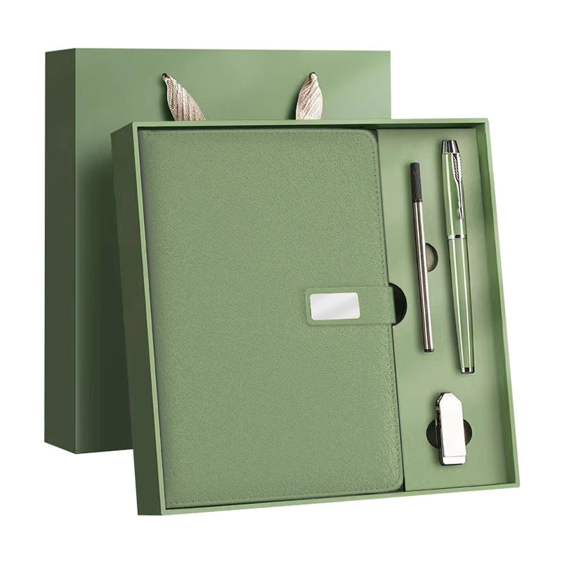 A5 PU Leather Rings Binder Notebook Gift Set Gift Box with Pen and 32GB USB Flash Drive